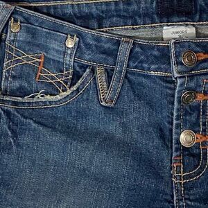 Button Fly Distressed Large Cuff Cropped Jeans